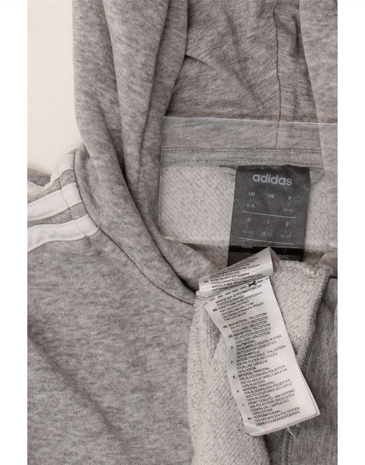 Damski sweter ADIDAS z kapturem i zamkiem błyskawicznym UK 16/18, duży, szary, bawełniany