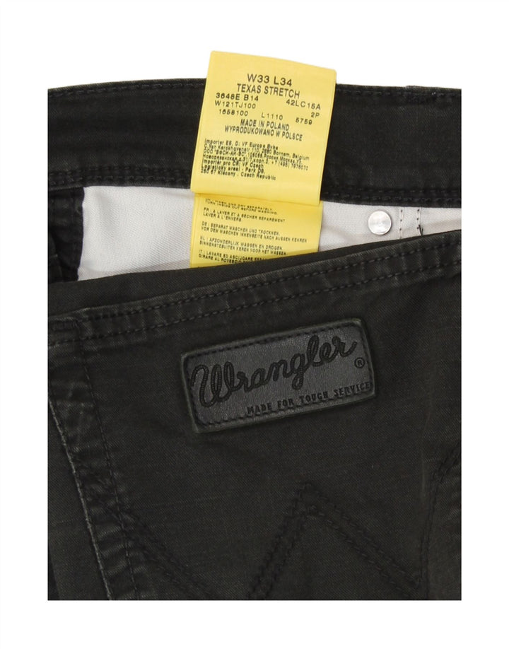Męskie jeansy Wrangler Texas Stretch Straight W33 L34, czarne, bawełniane