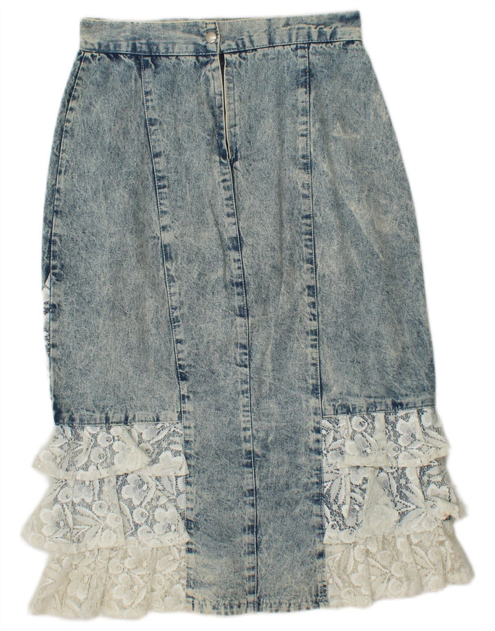 Damska spódnica dżinsowa w stylu vintage IT 42 Medium W26 Niebieskie kwiaty