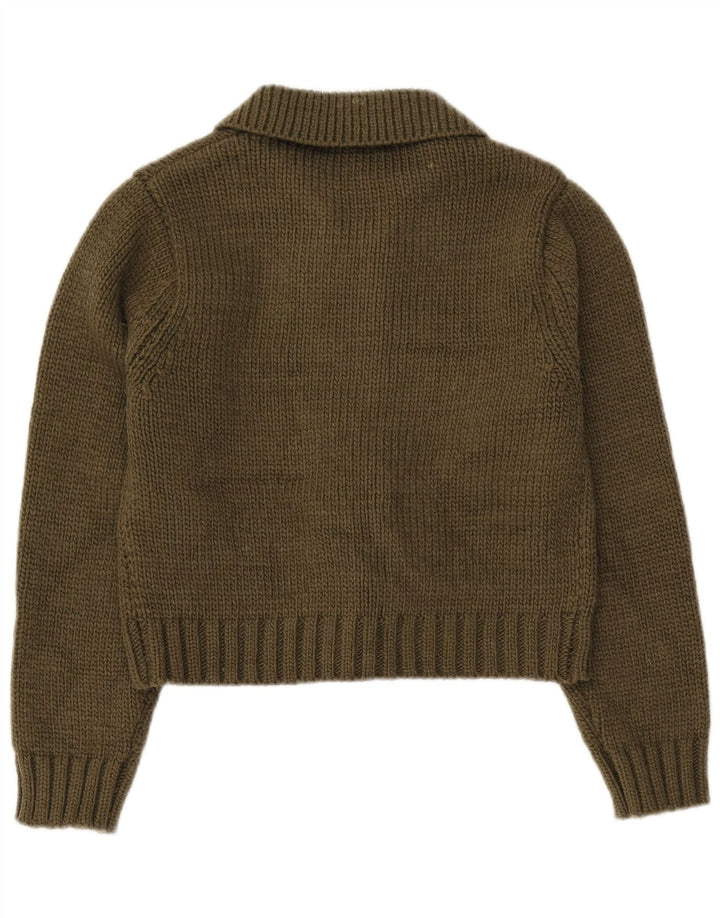 Damski sweter typu Crop Cardigan Zara UK 16, duży, khaki, poliester