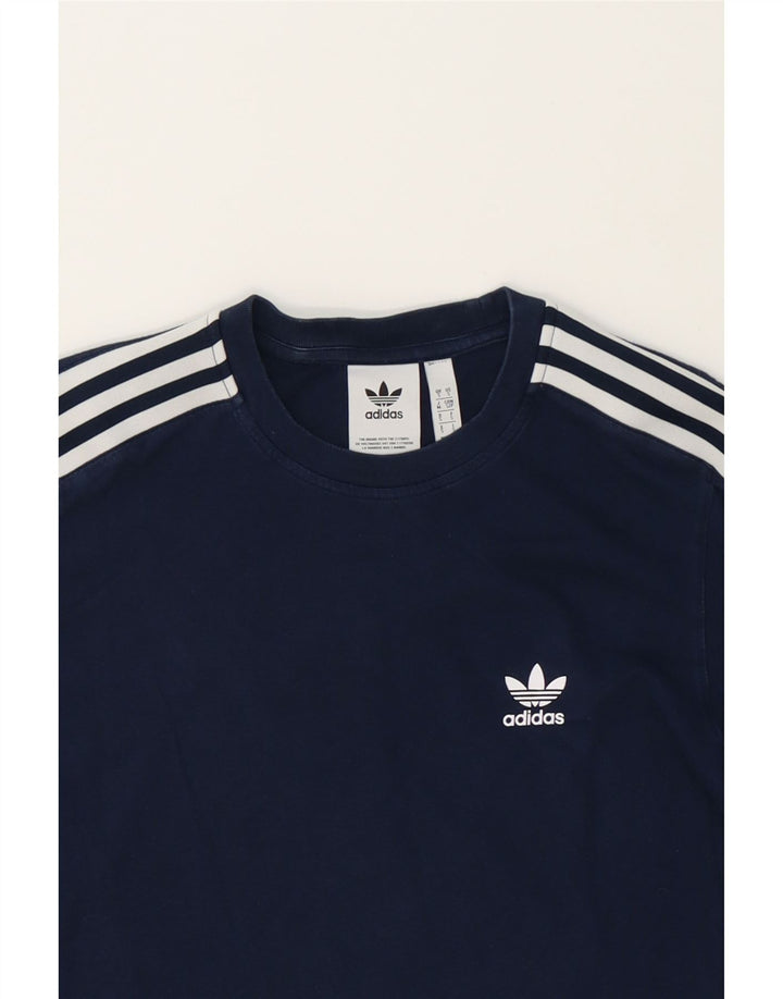 ADIDAS Mens T-Shirt Top Small Navy Blue Cotton Vintage Adidas and Second-Hand Adidas from Messina Hembry 