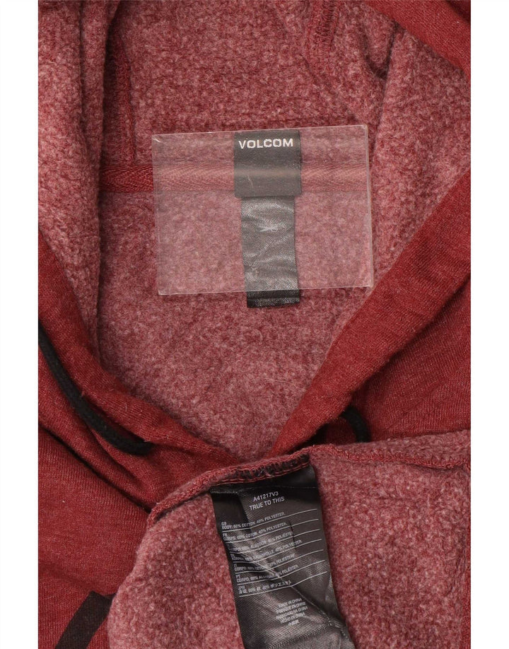 Męski sweter z kapturem Volcom, średniej wielkości bordowa bawełna