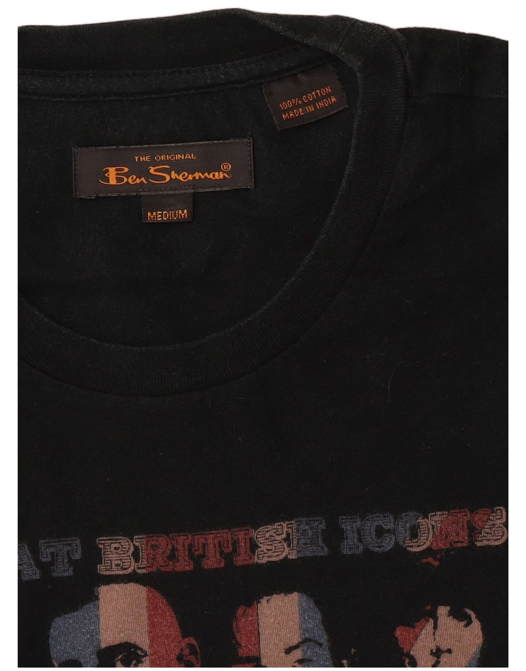 Męska koszulka z grafiką Ben Sherman, średnia, czarna bawełna