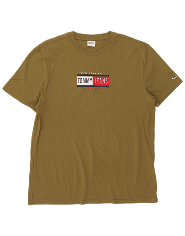 Męski T-shirt z grafiką Tommy Hilfiger, bawełniany rozmiar XL w kolorze khaki