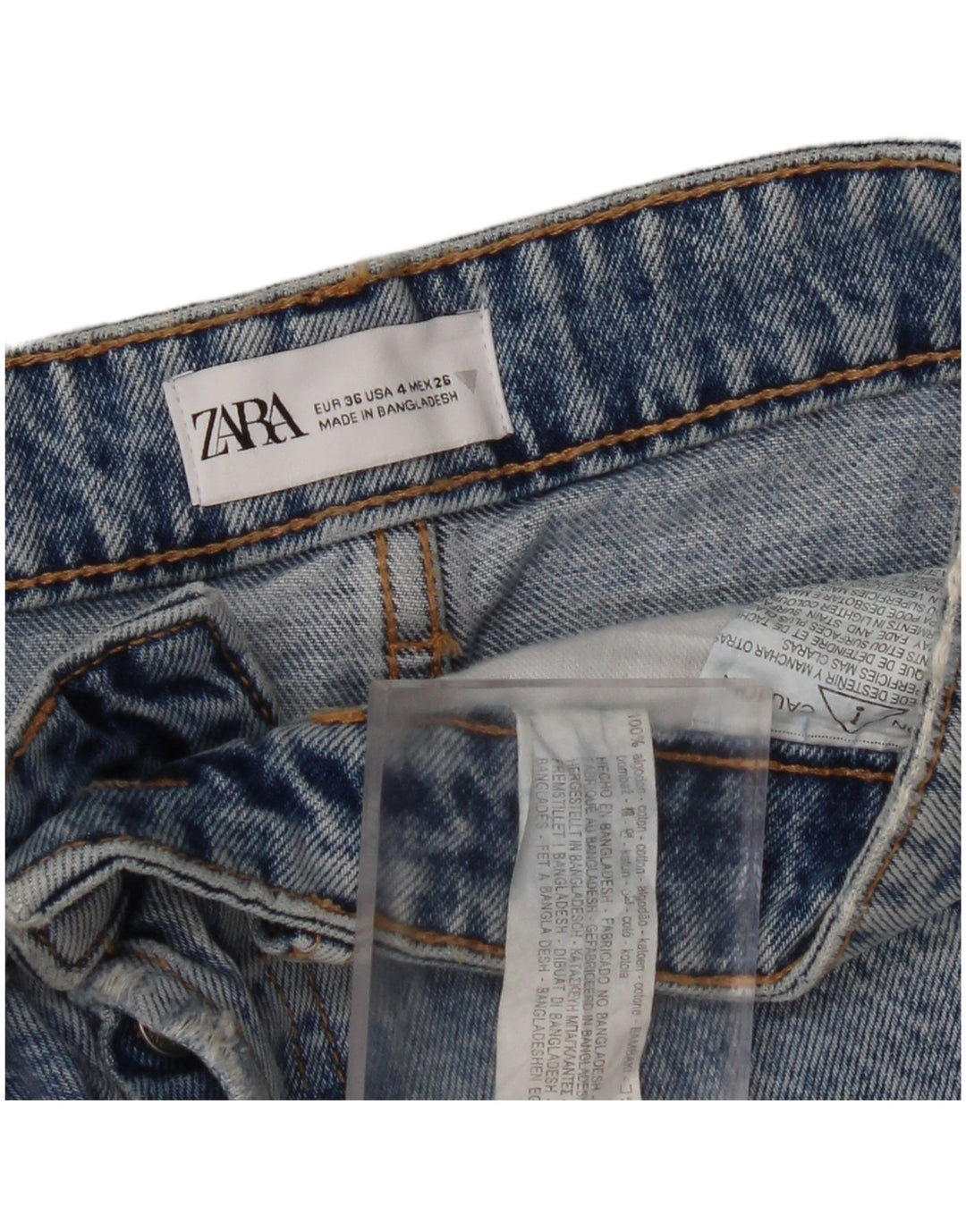 Damskie spodenki jeansowe ZARA w trudnej sytuacji EU 36 XS W26, niebieska bawełna