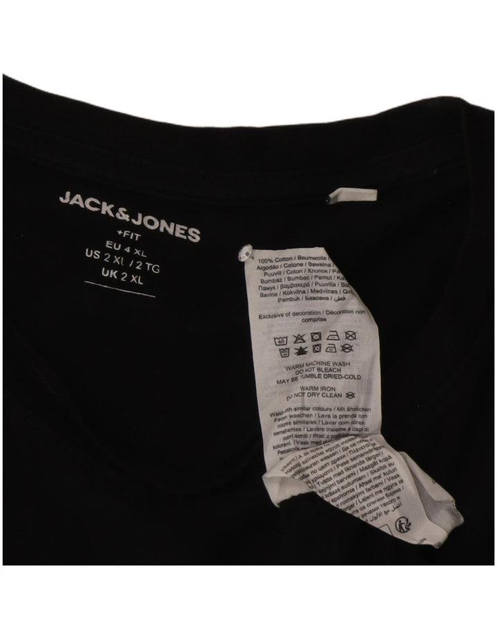 Męski T-shirt z grafiką Jack & Jones, 2XL, czarna bawełna
