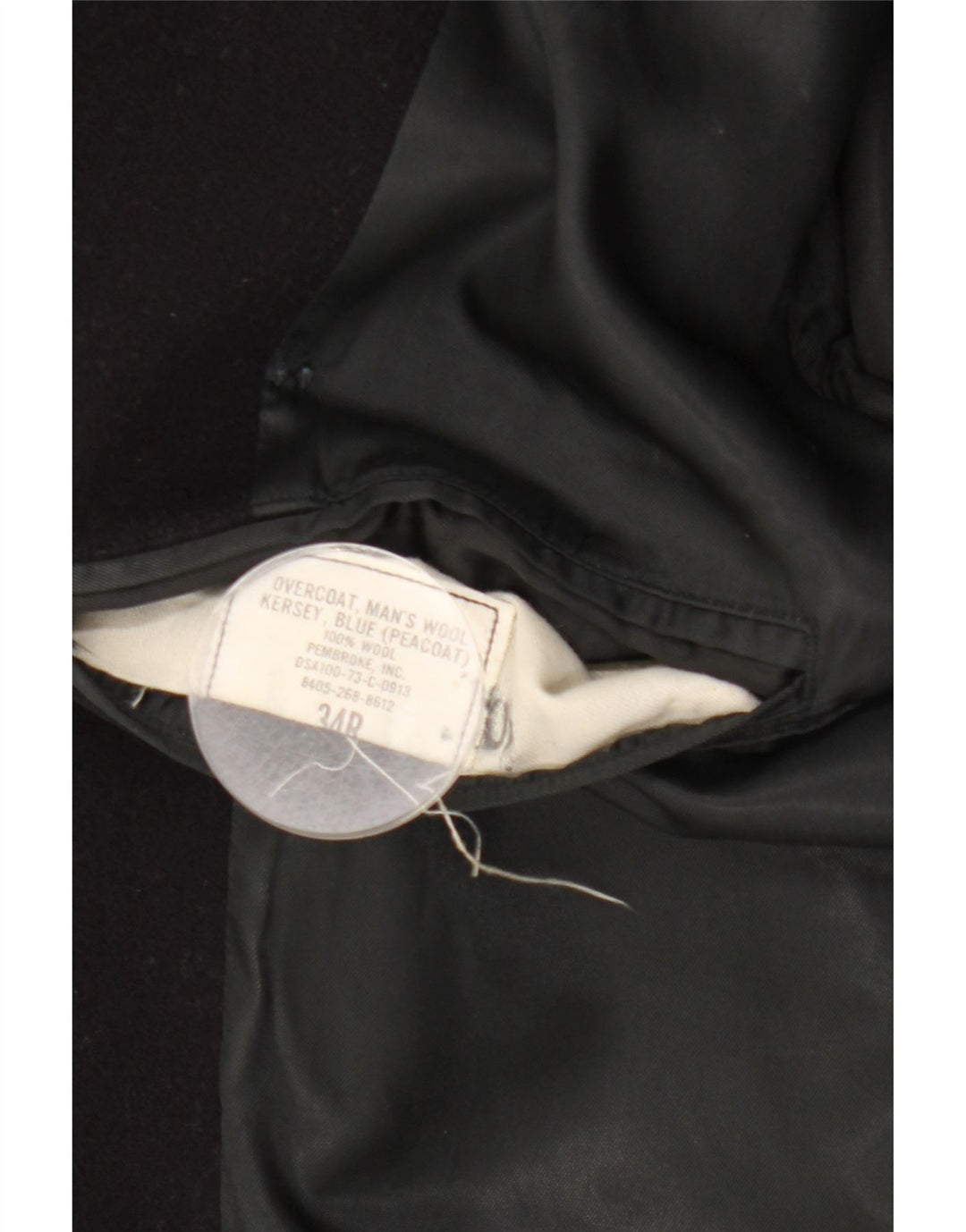 Vintage męski płaszcz groszkowy UK 34 XS granatowy wełniany