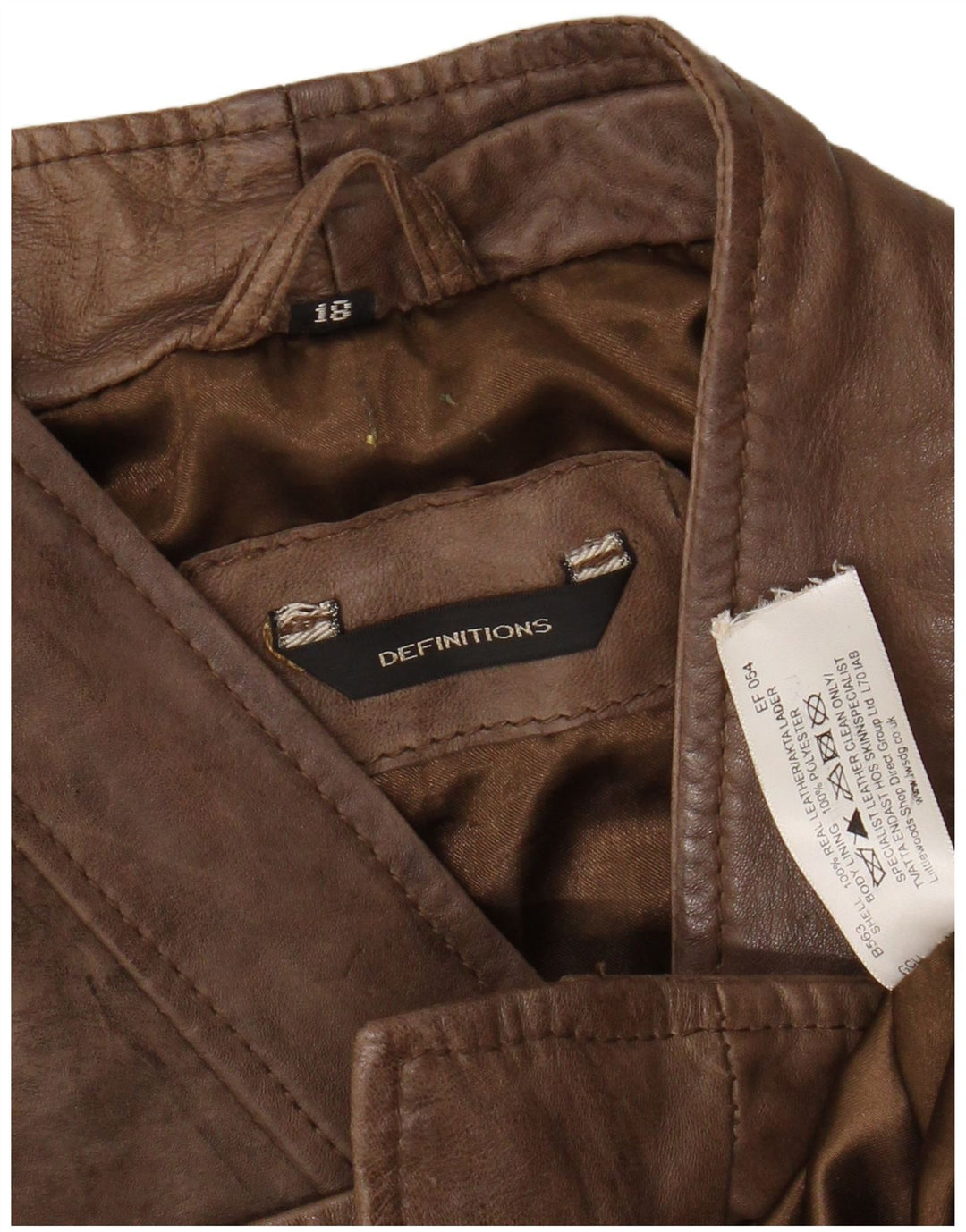 Damska kurtka motocyklowa VINTAGE ze skóry ekologicznej UK 18 XL, brązowa skóra