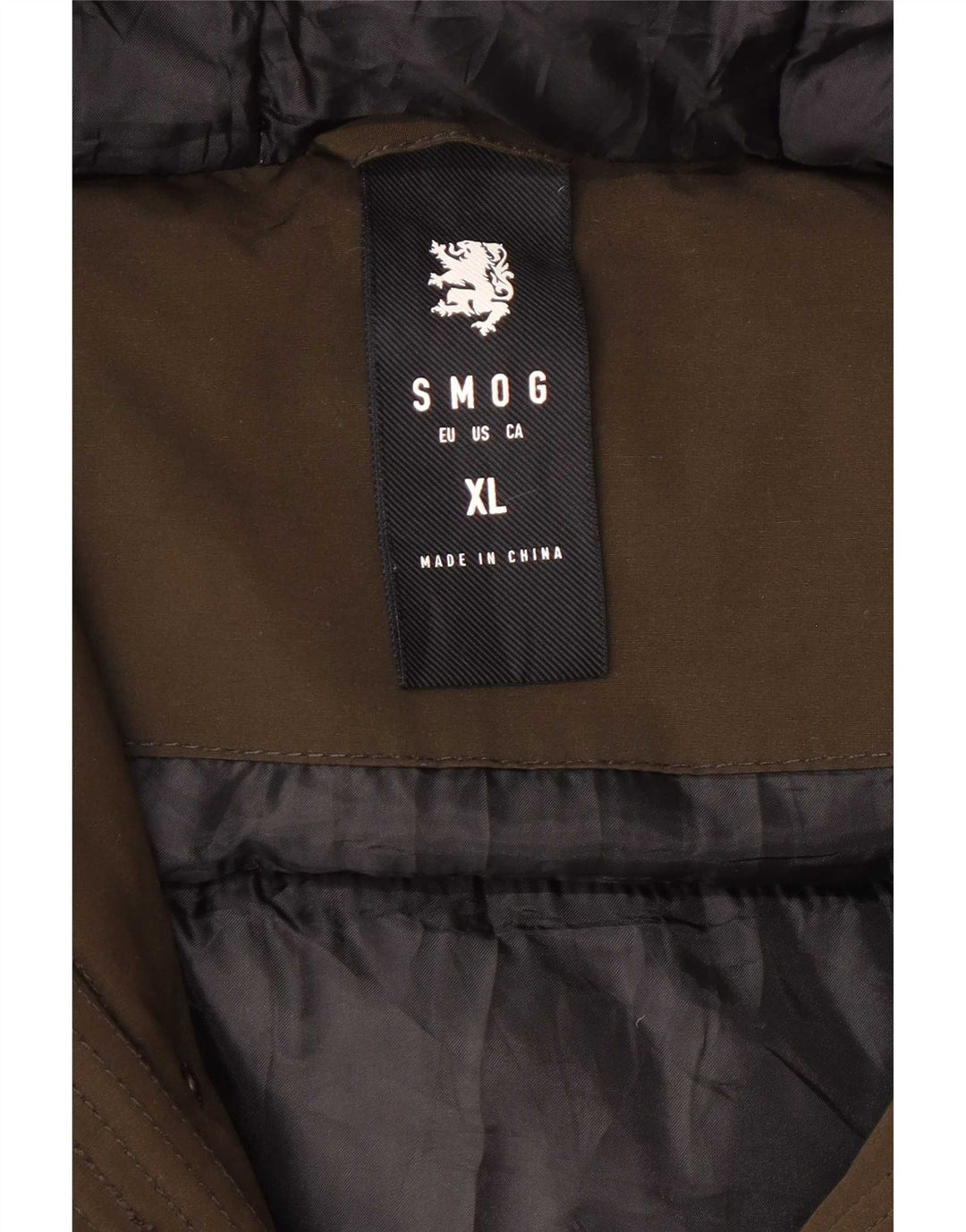 Męska kurtka parka z kapturem Smog UK 42 XL Khaki, poliester