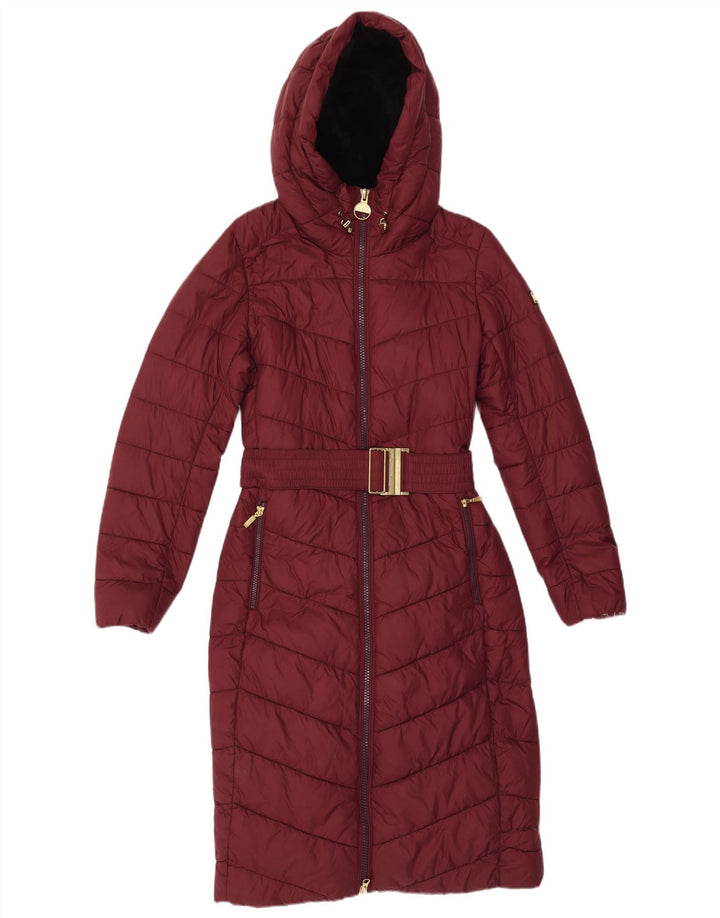 Damski ocieplany płaszcz z kapturem Barbour UK 8 Small Burgund