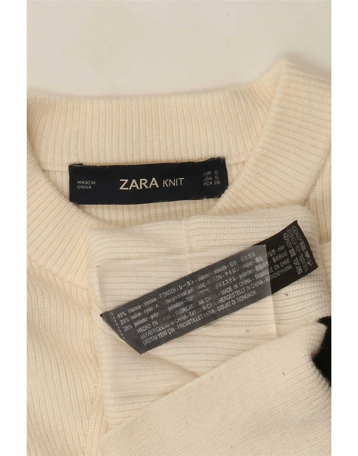 Damski sweter oversize z okrągłym dekoltem Zara UK 10 Small White Wiskoza