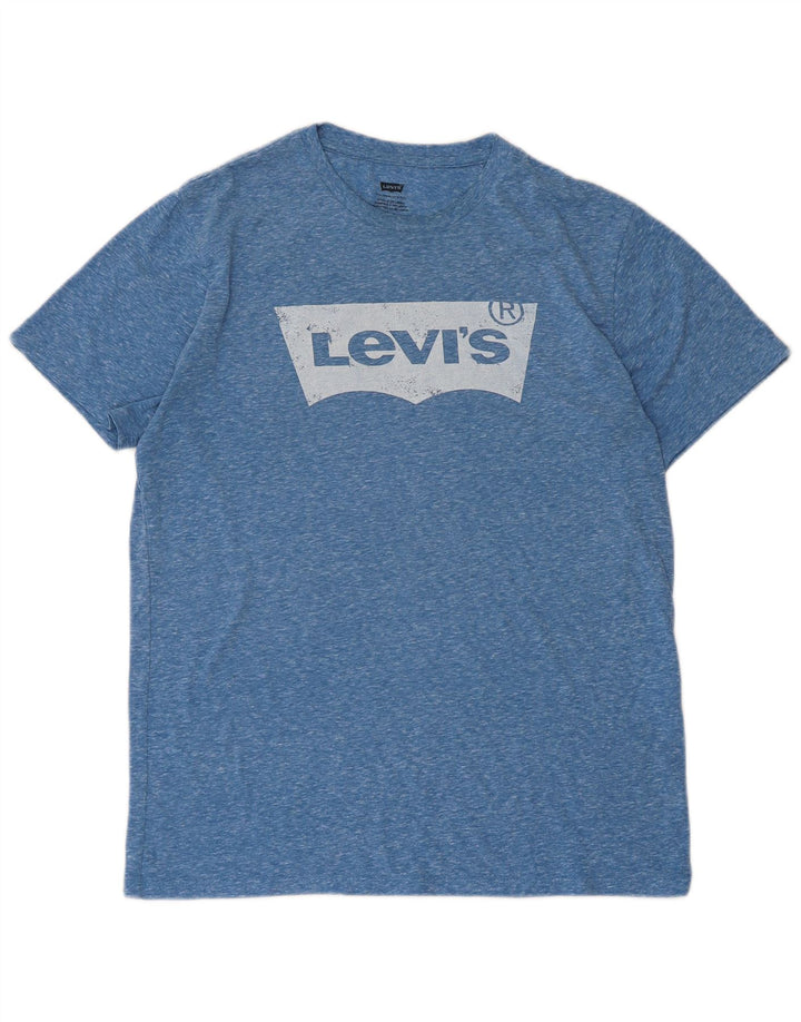 Męski T-shirt z grafiką Levi's, średni niebieski nakrapiany