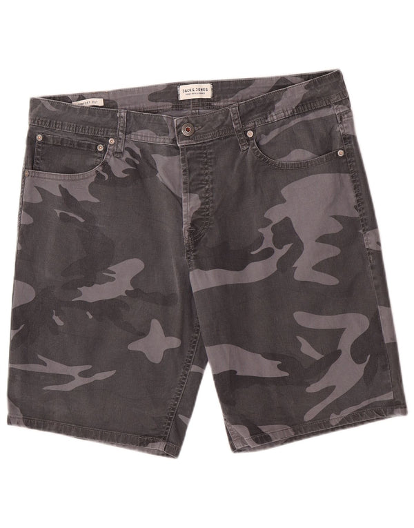 Męskie szorty Jack & Jones Comfort Fit XL W36, szara bawełna w kamuflażu