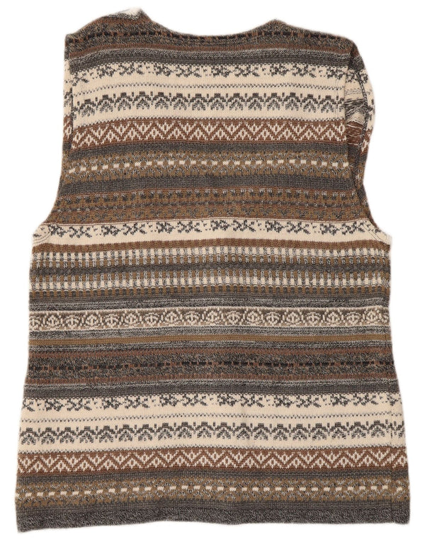 Sweter damski bez rękawów w stylu vintage, UK 14, średnioszary, geometryczny