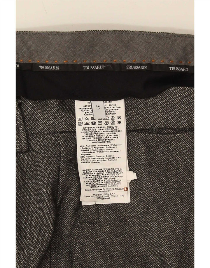 Męskie spodnie garniturowe Trussardi IT 54 2XL W40 L34 Szary poliester