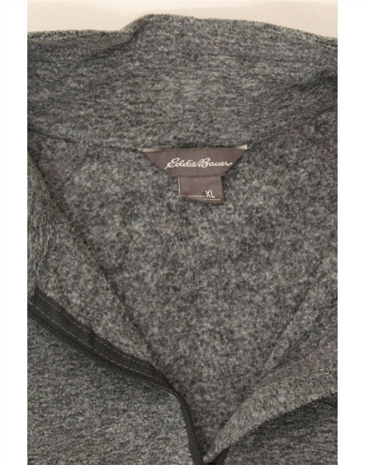 EDDIE BAUER Womens Zip Neck Fleece Jumper UK 18 XL Grey Polyester Vintage Eddie Bauer and Second-Hand Eddie Bauer from Messina Hembry 