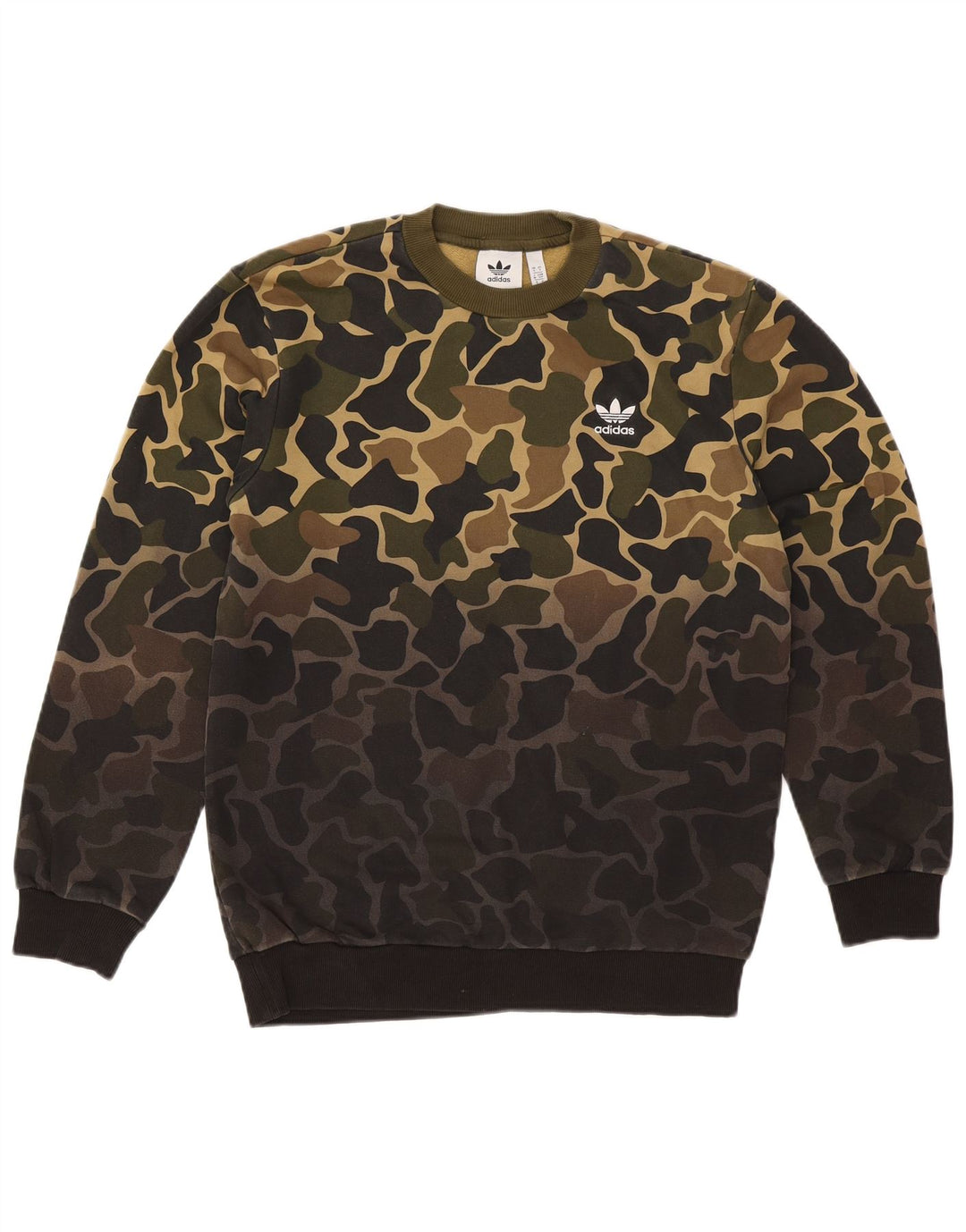 Adidas Męska bluza z kapturem, mała, khaki, kamuflaż, bawełna