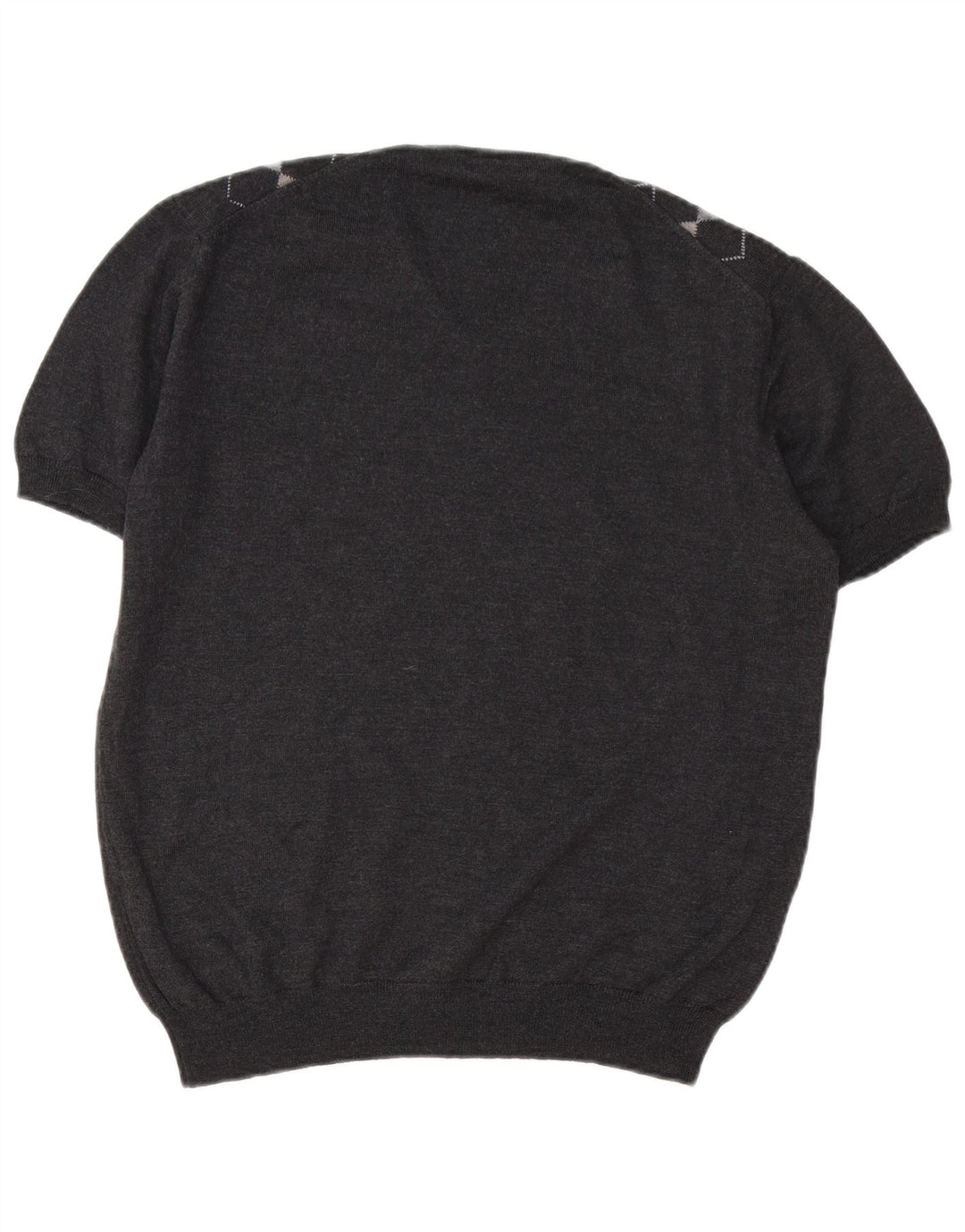 Sweter damski VINTAGE z dekoltem w kształcie litery V, UK 16, duży, szary, argyle/diament