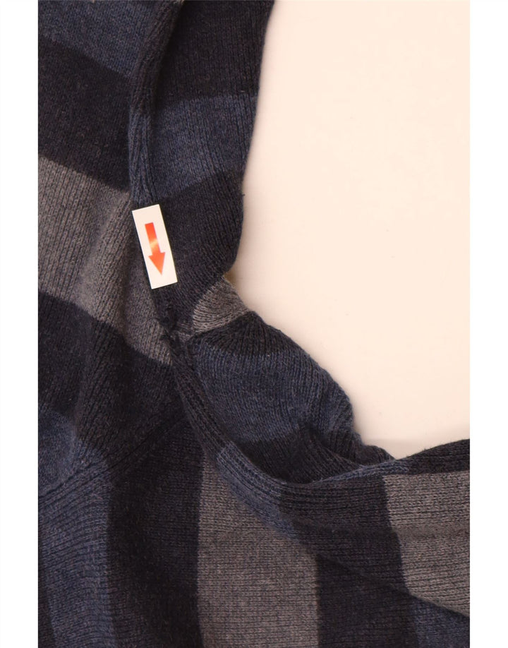 Marks & Spencer Męski sweter z okrągłym dekoltem, średni granatowy w paski