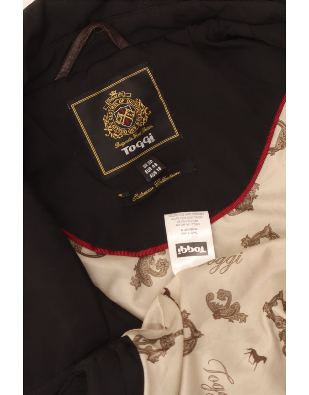 Damski płaszcz grochowy Toggi UK 20 2XL Czarny nylon