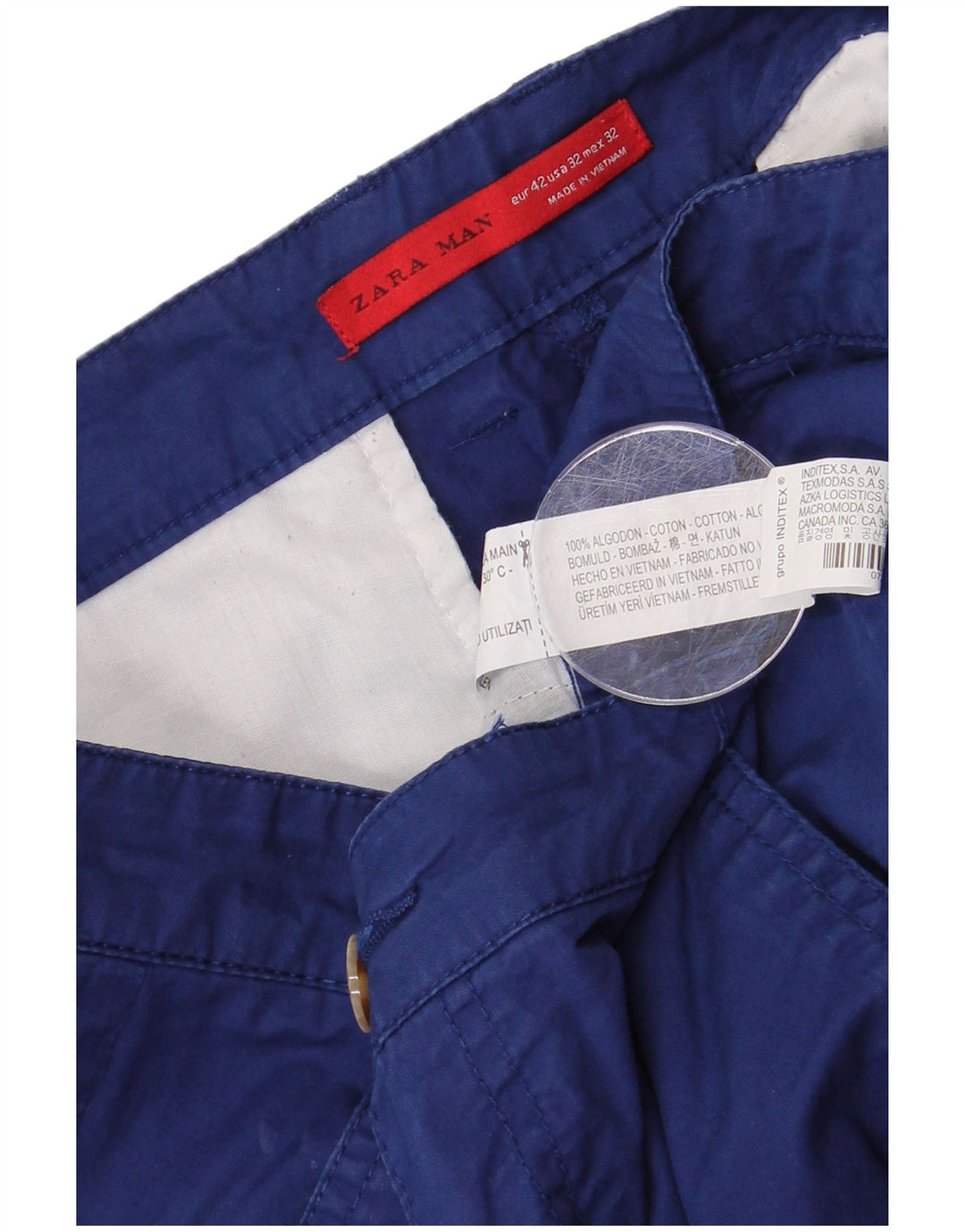 Męskie spodenki chino ZARA EU 42 duże W32 niebieska bawełna