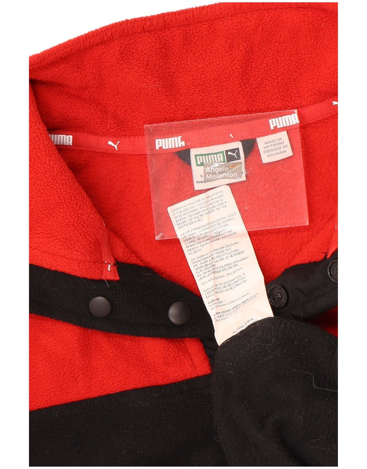 Chłopięcy sweter polarowy PUMA zapinany pod szyją, 11-12 lat, duży, czarny, z blokami kolorów