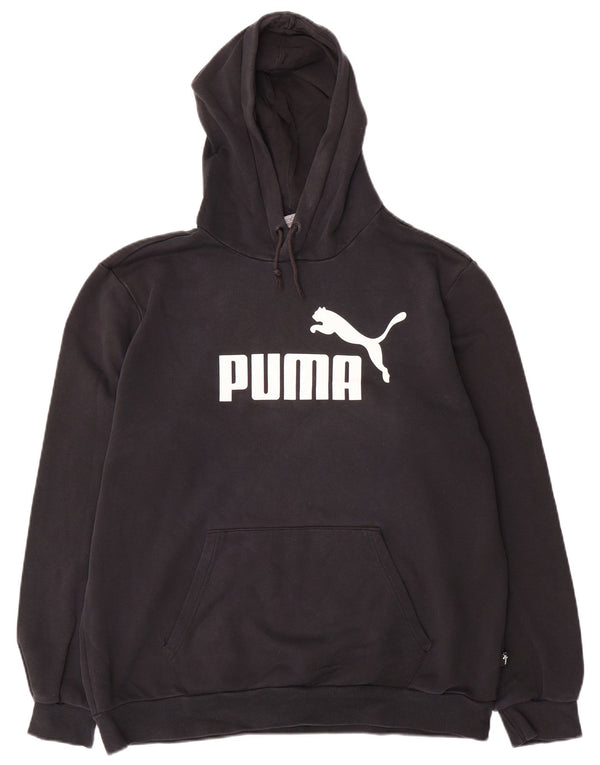 Męski sweter z kapturem Puma z grafiką, duży, czarny, bawełniany