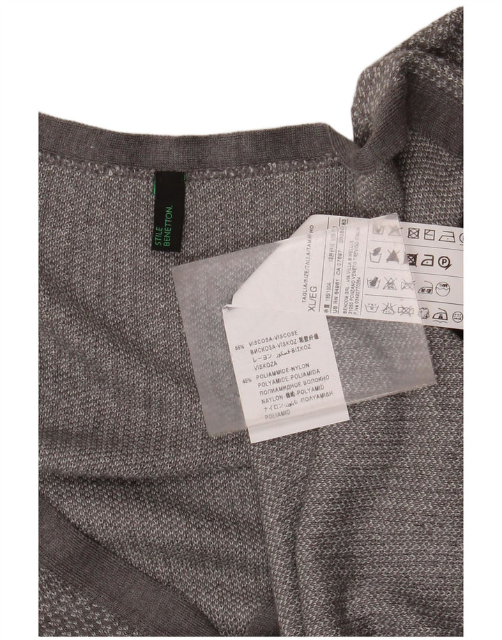 Damski sweter rozpinany BENETTON UK 18 XL, szara, nakrapiana wiskoza