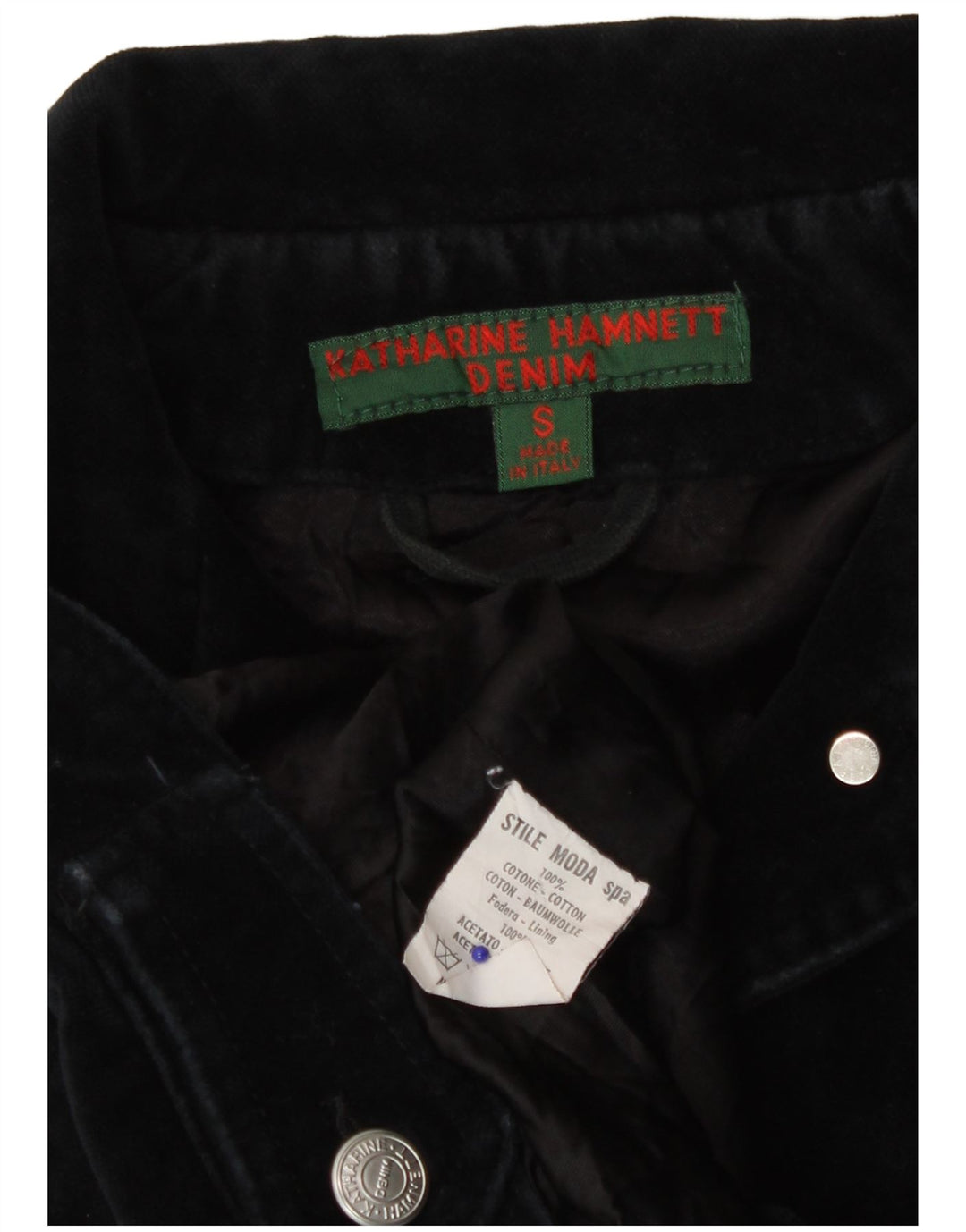 Katharine Hammett Damska krótka kurtka bomber UK 8, mała, granatowa, bawełniana
