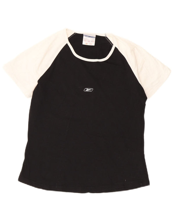 T-shirt damski Reebok Top UK 16, duży, czarny, bawełniany z blokami kolorów