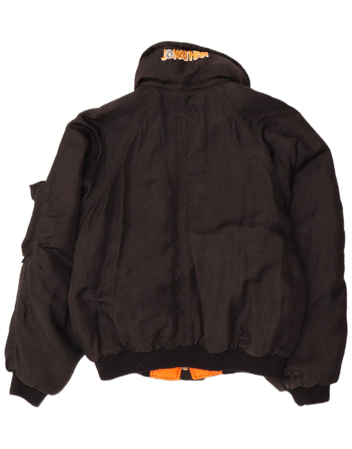 Vintage męska luźna wyściełana kurtka UK 38, średnia czarna