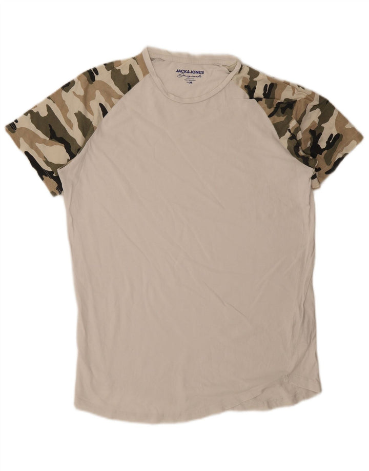 T-shirt męski JACK & JONES, bawełniany kamuflaż, średni biały