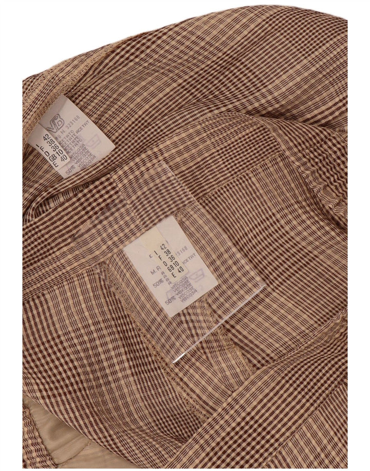 VINTAGE damski zestaw 2-częściowy z 4 guzikami, UK 10, mały, W28, brązowy octan w kratkę