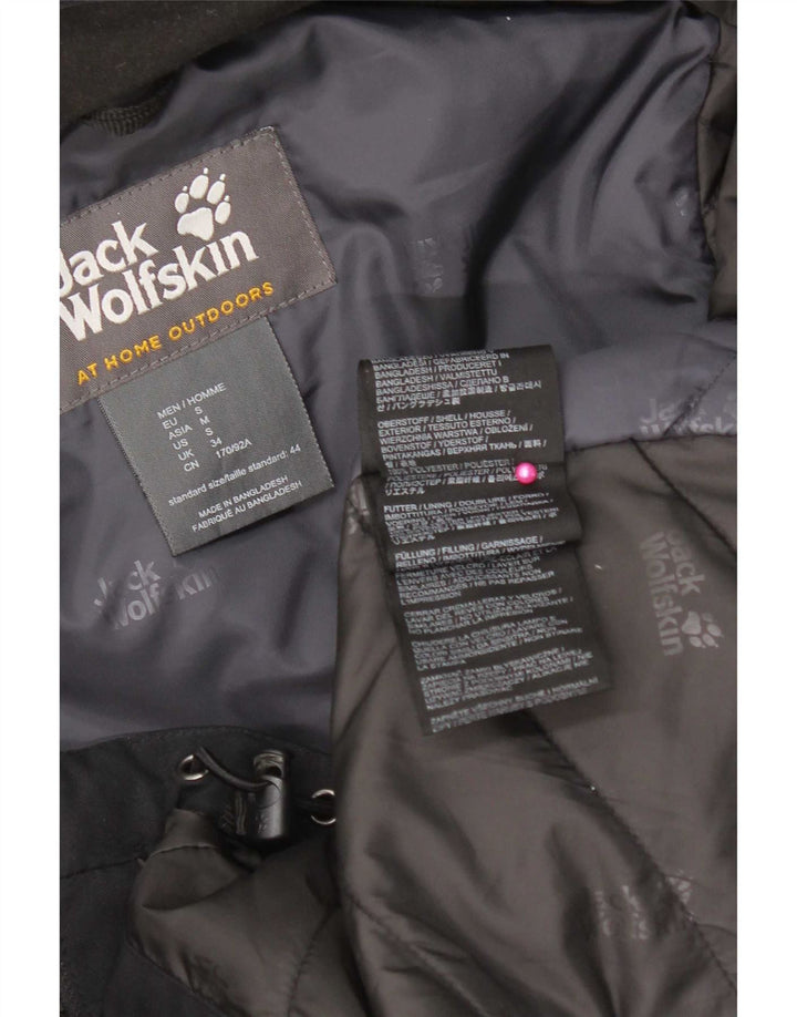 Męska kurtka wiatrówka Jack Wolfskin z kapturem UK 34, mała czarna, poliester