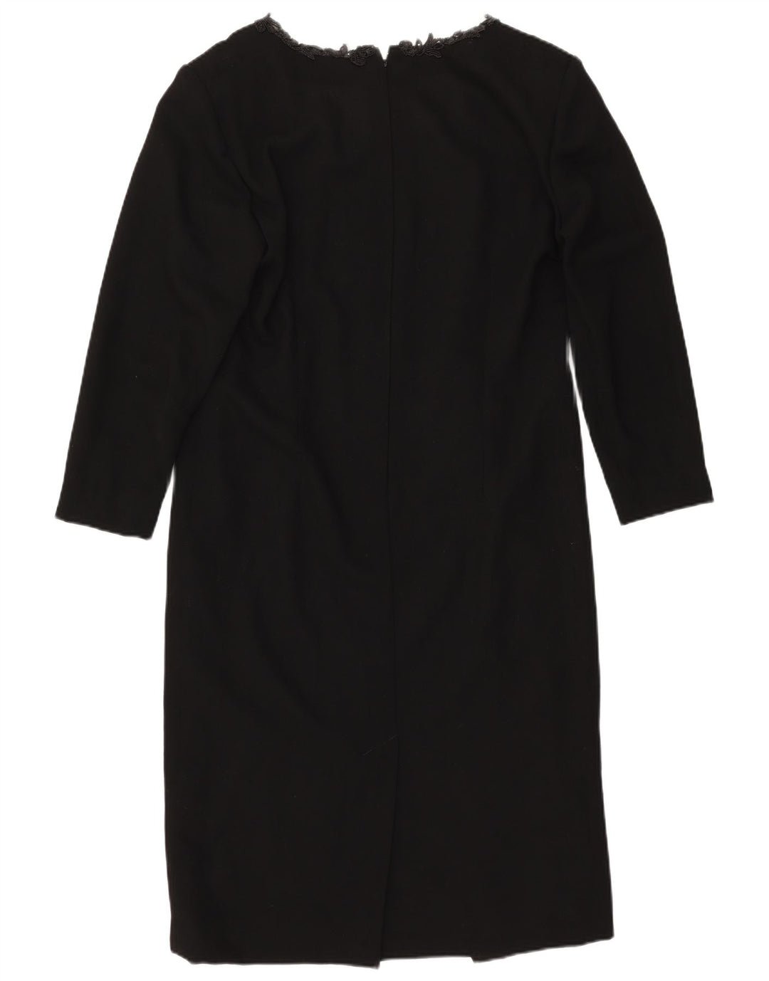 Damska sukienka płaszczowa z długim rękawem VINTAGE UK 14, duża czarna