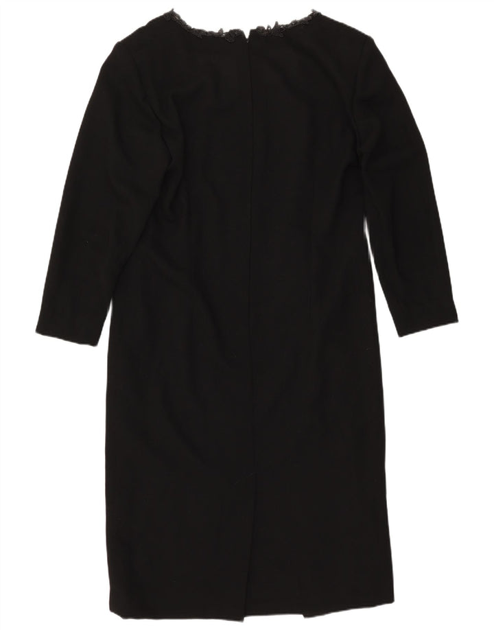 Damska sukienka płaszczowa z długim rękawem VINTAGE UK 14, duża czarna