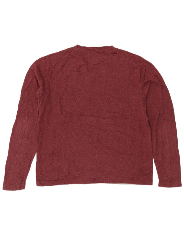 Męski sweter Eddie Bauer z dekoltem w kształcie litery V, średniej wielkości bordowy bawełniany