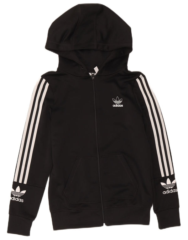 Damski sweter Adidas z grafiką i zamkiem błyskawicznym UK 14, średni czarny poliester