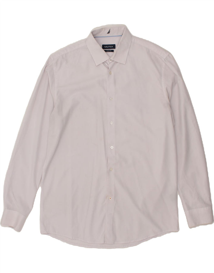 NAUTICA Mens Slim Fit Shirt Large White Polyester Vintage Nautica and Second-Hand Nautica from Messina Hembry 