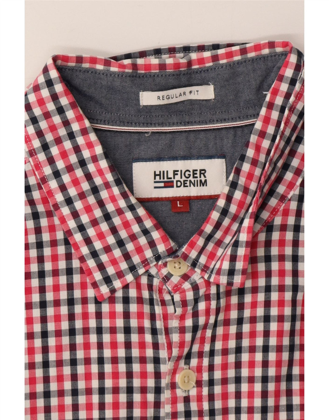 Męska koszula z krótkim rękawem i krótkim rękawem o regularnym kroju TOMMY HILFIGER, w dużą czerwoną kratę