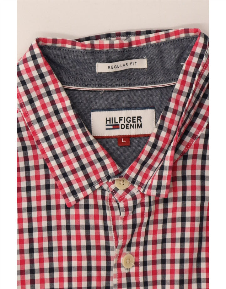 Męska koszula z krótkim rękawem i krótkim rękawem o regularnym kroju TOMMY HILFIGER, w dużą czerwoną kratę
