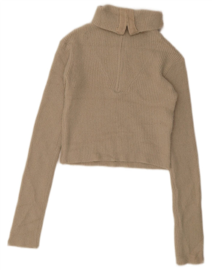 Sweter damski Zara z krótkim rękawem i zamkiem błyskawicznym UK 12, średni beż