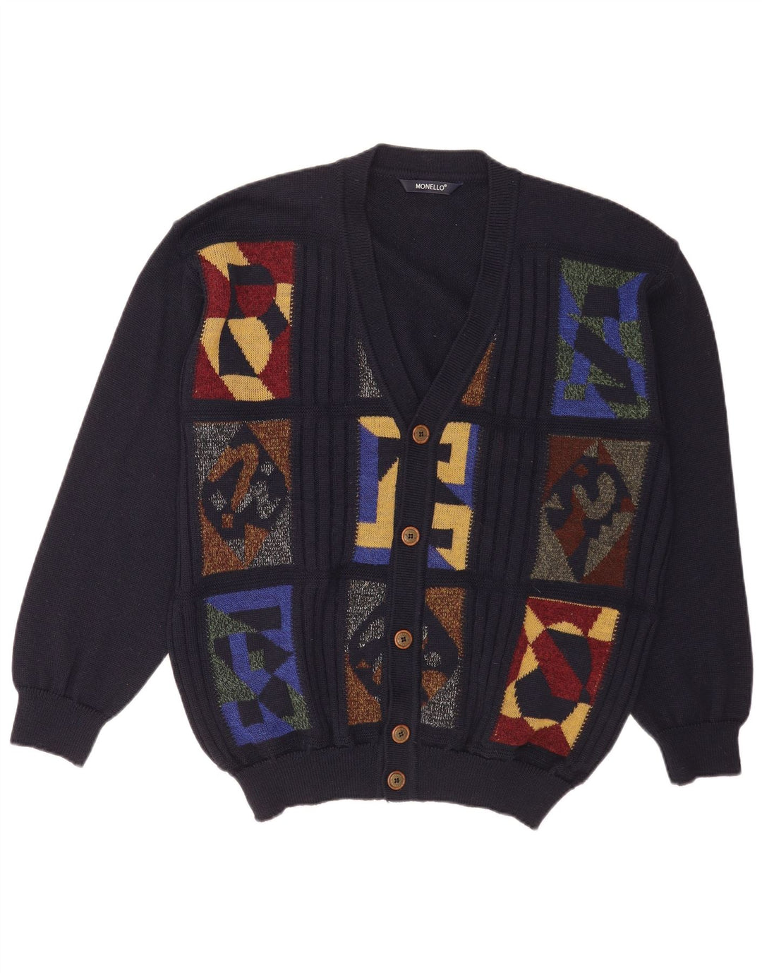 Sweter męski Monello, duży, granatowy, geometryczny
