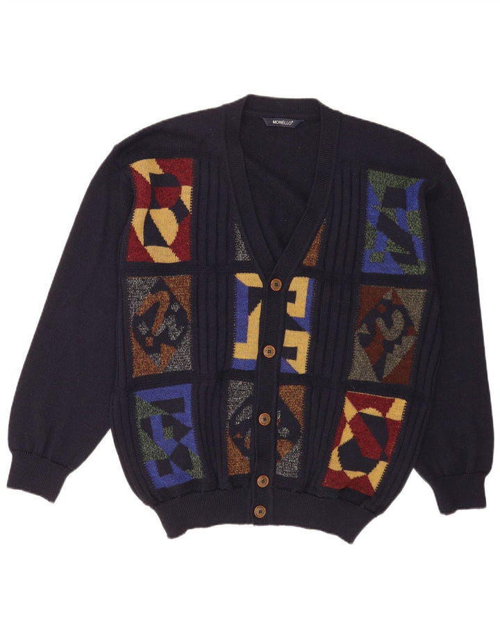 Sweter męski Monello, duży, granatowy, geometryczny
