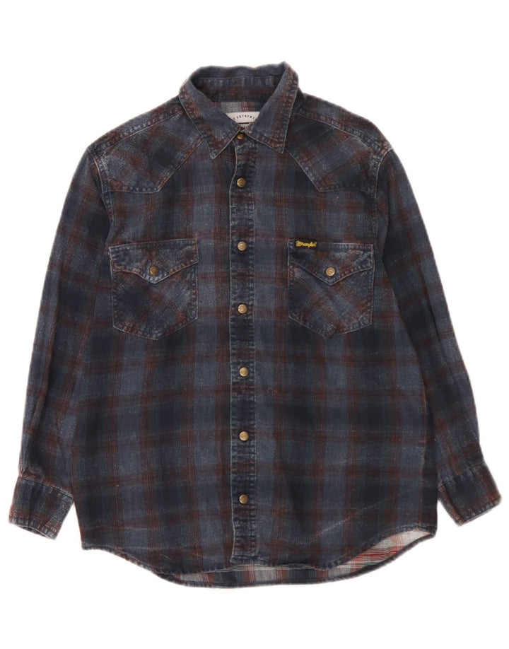 Wrangler Chłopięca koszula flanelowa w stylu Western 12-13 lat, bawełniana, w średnią niebieską kratkę