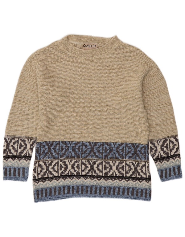 Damski sweter z okrągłym dekoltem Camelot UK 10 Small Beige Geometric