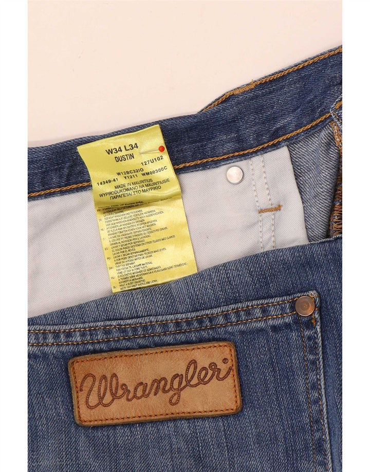 Wrangler Męskie Proste Dżinsy Dustin W34 L34 Niebieskie Bawełniane