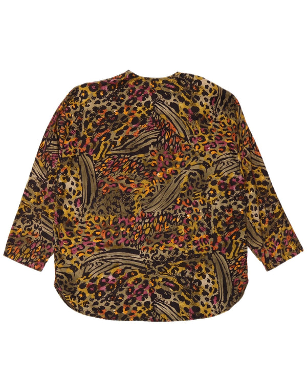 Top damski w stylu vintage z długim rękawem UK 20 2XL Wielobarwny nadruk zwierzęcy wiskoza