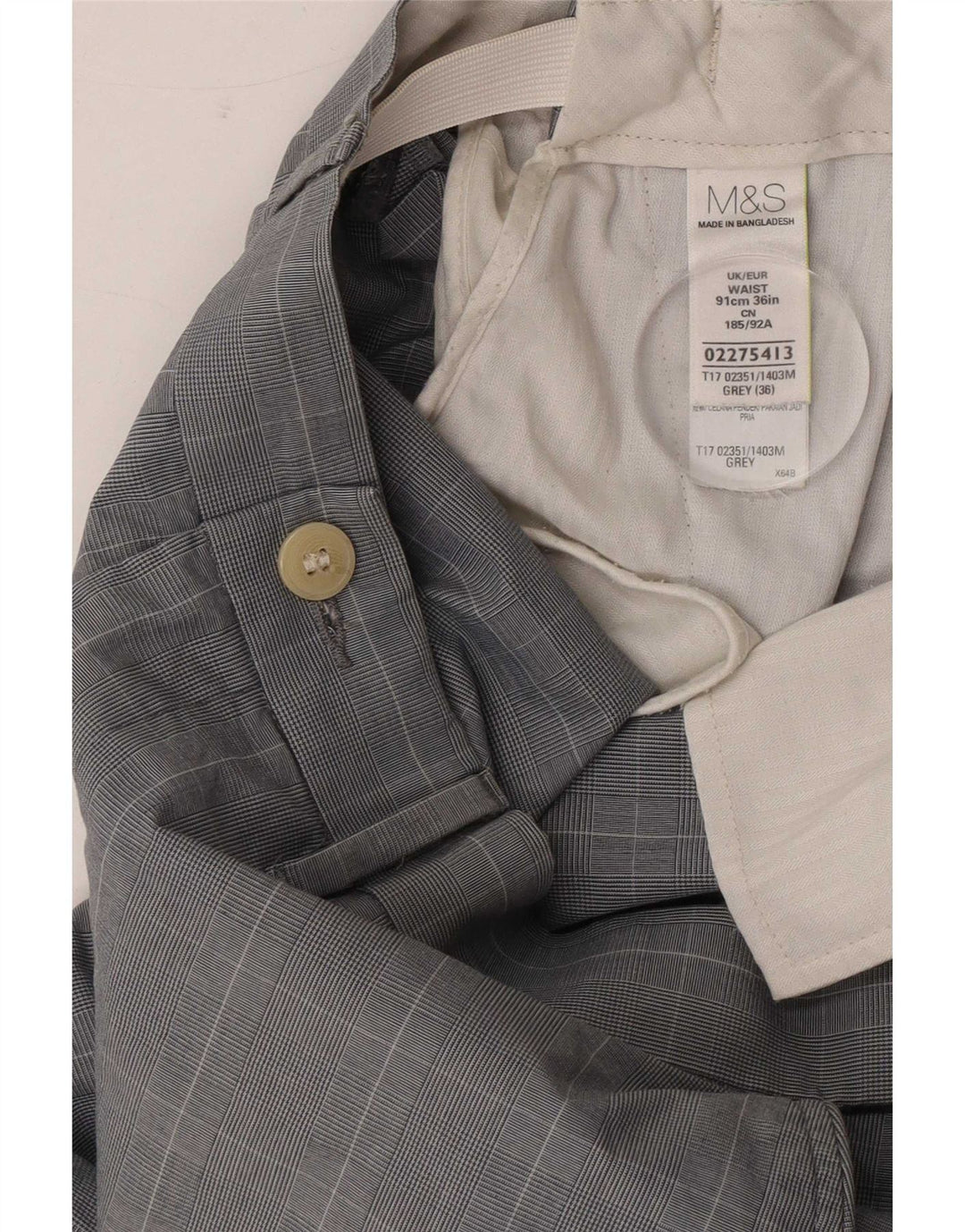 Marks & Spencer Męskie spodenki Chino W36, duże, szare, bawełniane w kratkę