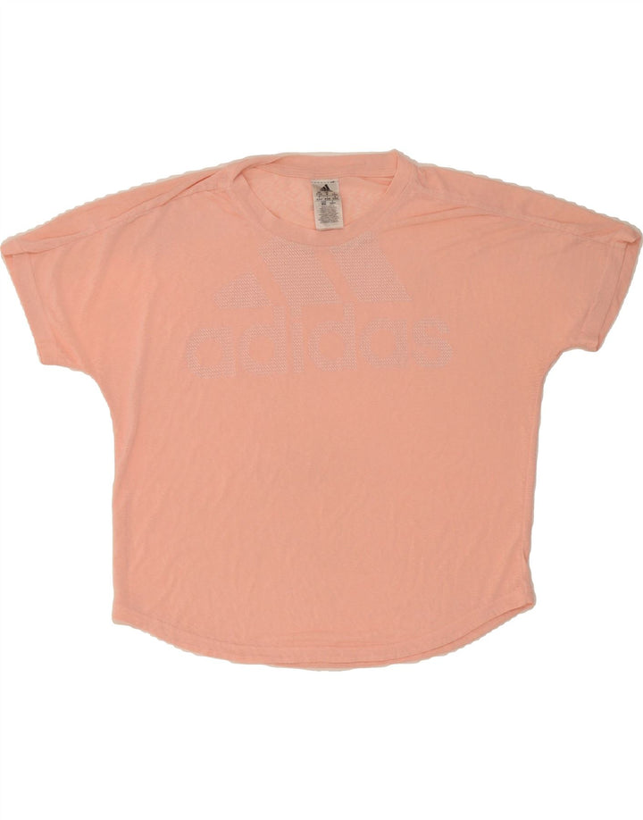 ADIDAS Womens Crop Graphic T-Shirt Top UK 12/14 Medium Pink Polyester Vintage Adidas and Second-Hand Adidas from Messina Hembry 
